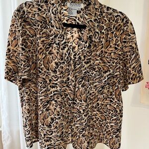 Vintage 90s Silk Allison Taylor Women’s Animal Print Blouse